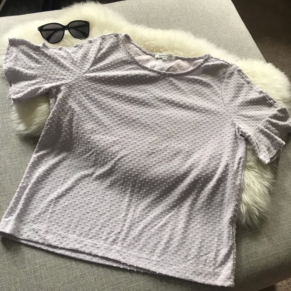 Pale Grey Blouse with Textured Polka Dots